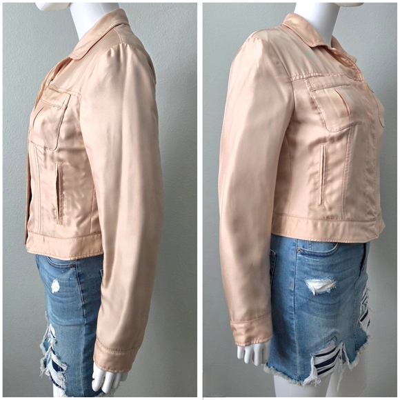 Prada Silk Jacket, Champagne With Soft Black Lining, Size Small 42 - Picture 3 of 16